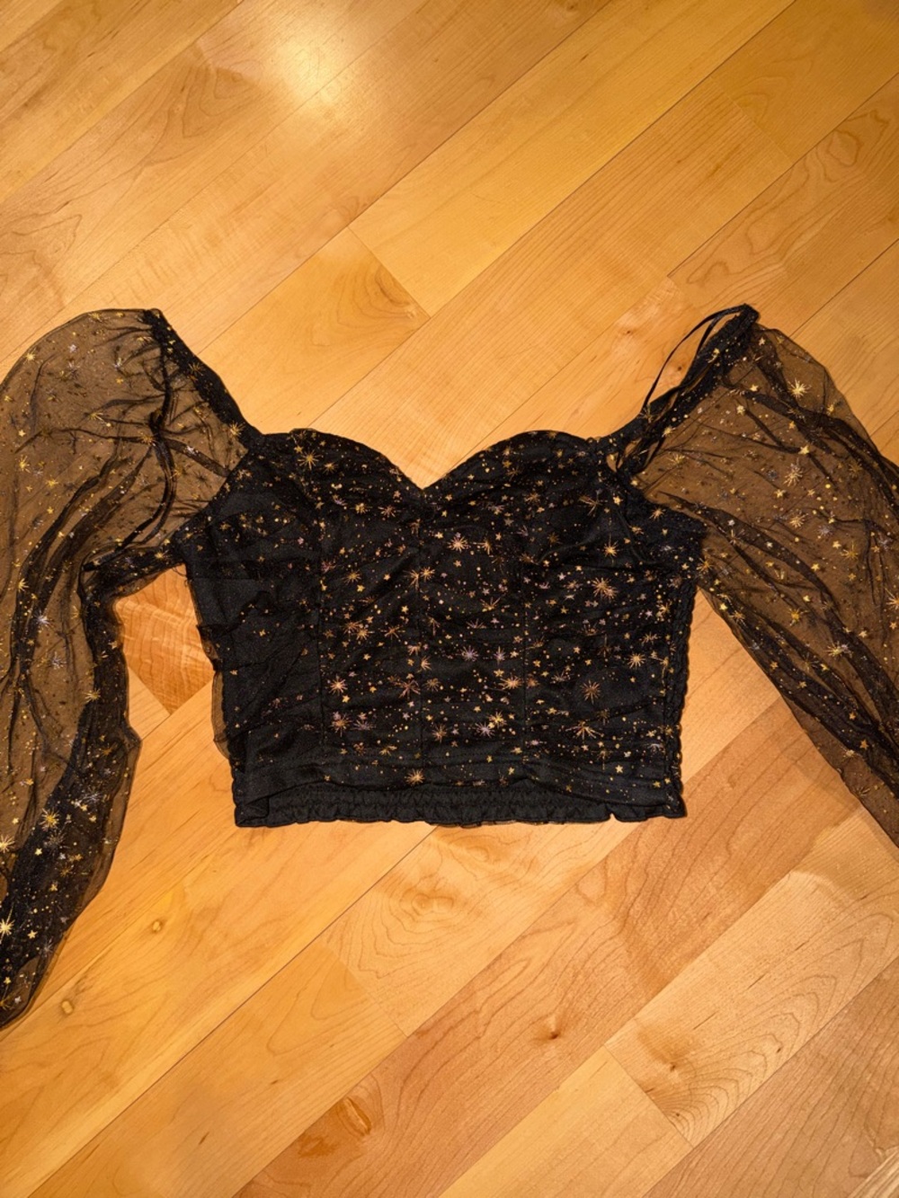 Ross Peach XS black cropped blouse only worn once!!